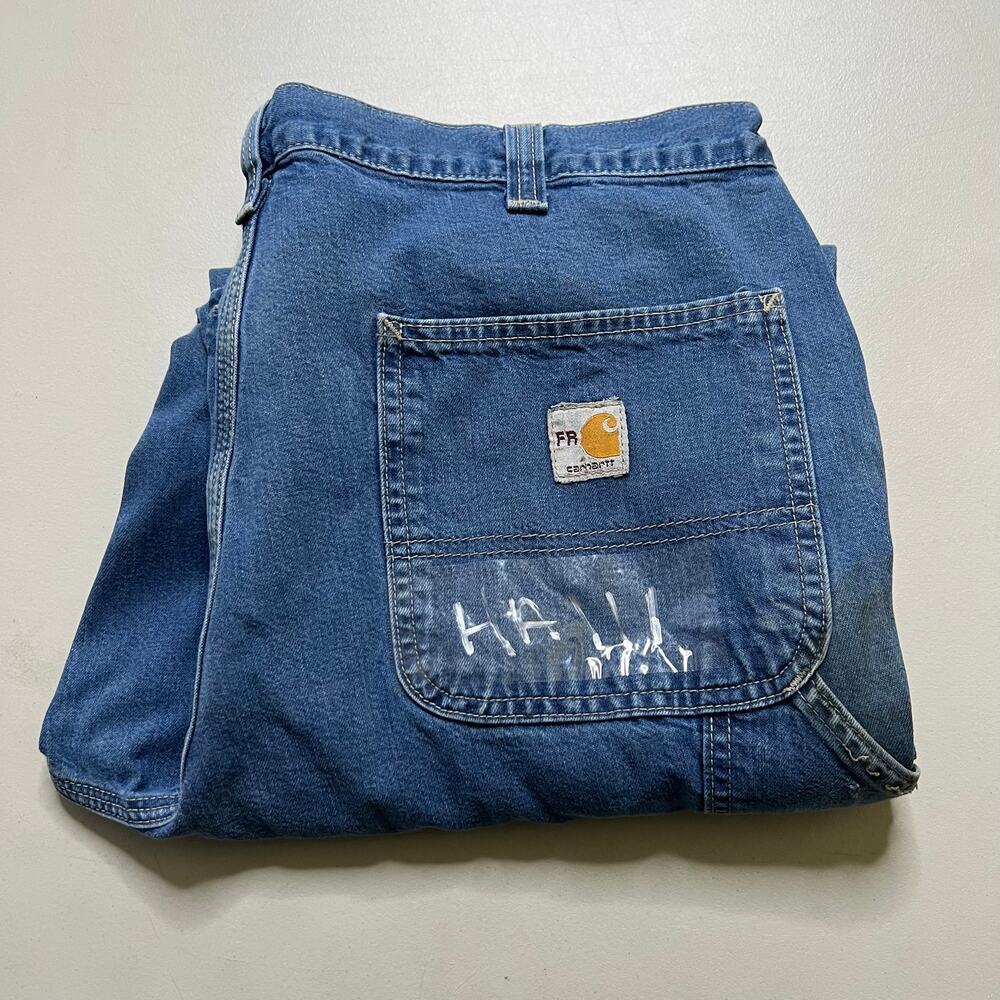 Carhartt‎ FR Jeans Mens 34x28 Blue Denim Carpenter Utility Work distress Y2K